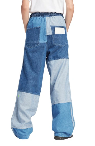 Shop Adidas Originals X Kseniaschnaider Patchwork Wide Leg Jeans In Light Denim