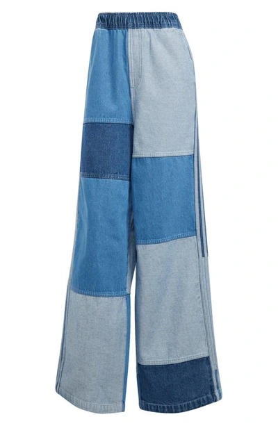 Shop Adidas Originals X Kseniaschnaider Patchwork Wide Leg Jeans In Light Denim