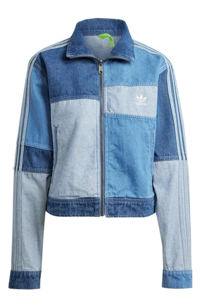 Shop Adidas Originals Patchwork Denim Track Jacket In Light Denim