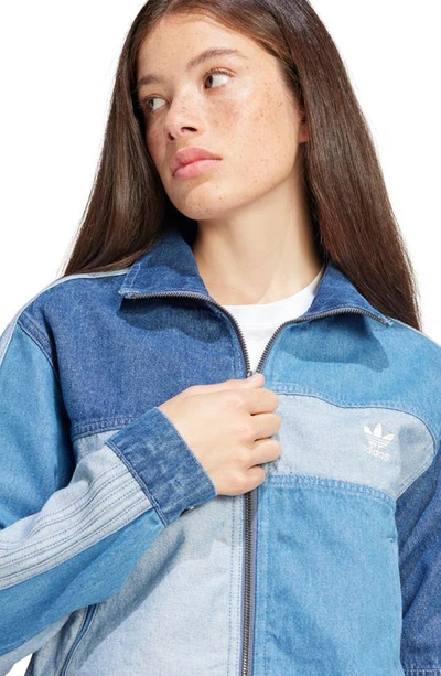 Shop Adidas Originals Patchwork Denim Track Jacket In Light Denim