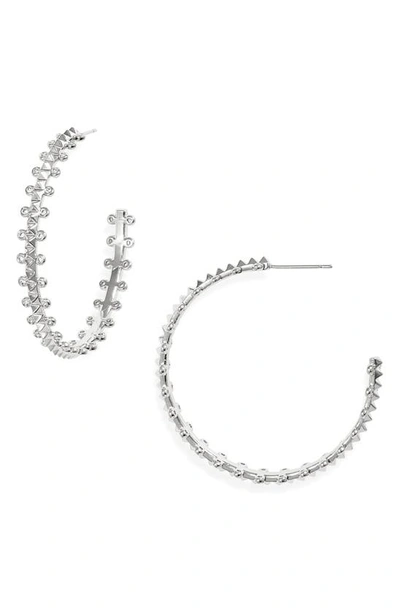 Shop Kendra Scott Jada Crystal Stud Hoop Earrings In Silver White Crystal