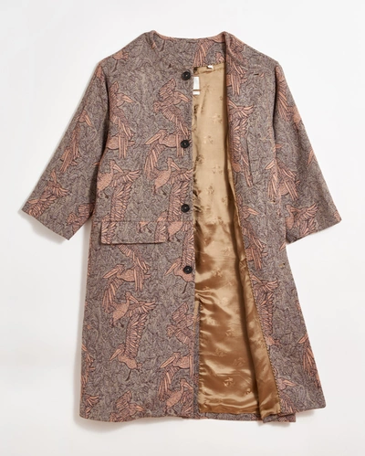Shop Billy Reid Pelican Jacquard Coat In Khaki/blush