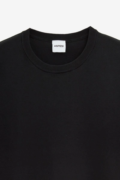 Aspesi Dark Blue Cotton T-shirt In Black