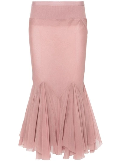 Shop Rick Owens Divine Bias Straight Skirt In Dusty Pink