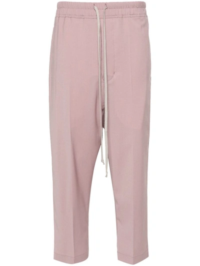 Shop Rick Owens Pressed-crease Cropped Trousers In Dusty Pink