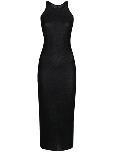 Shop Rick Owens Ribbed Sleeveless Dress In Black