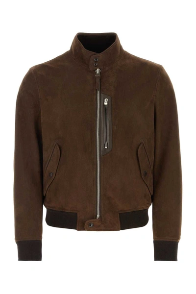 Shop Tom Ford Leather Jackets In Brown