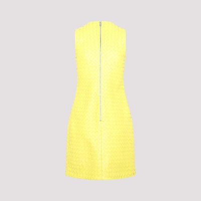 Shop Bottega Veneta Leather Dress Clothing In Yellow & Orange