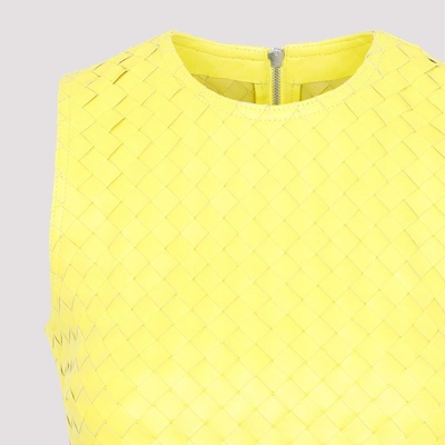 Shop Bottega Veneta Leather Dress Clothing In Yellow & Orange