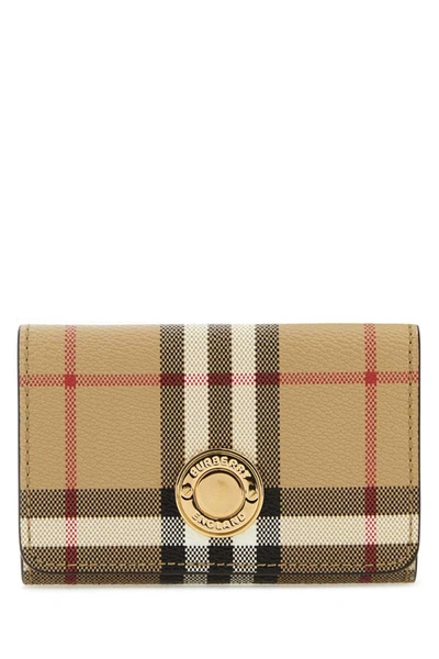 Burberry Canvas Wallet With Checkered Pattern And Fold-over Top In Checked