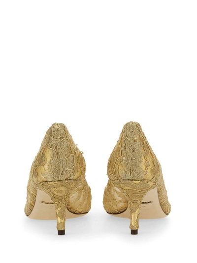 Shop Dolce & Gabbana 'bellucci' Lace Pumps In Gold