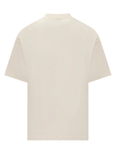 Shop Drôle De Monsieur White T-shirt With Nature Drôle Print In Cotton Man In Beige