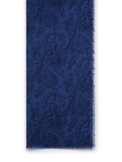 Shop Etro Blue Cashmere And Silk Scarf