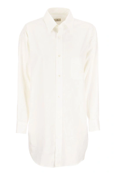 Shop Etro Cotton Shirt With Pegasus In White