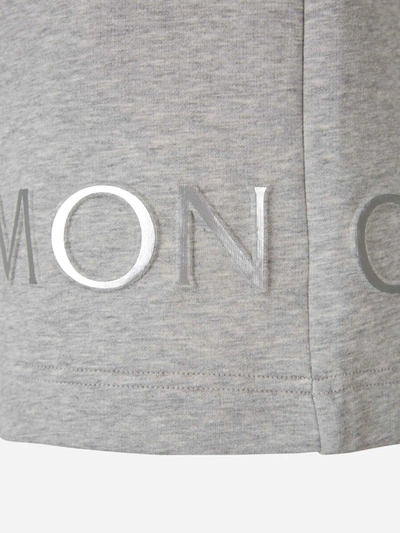 Shop Moncler Logo Cotton Bermuda Shorts In Gris Clar