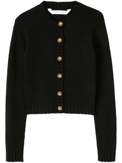 Shop Palm Angels Cardigan With Curved Logo In Black