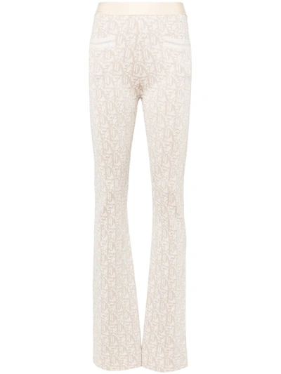 Shop Palm Angels Flared Trousers With Medium Rise In White