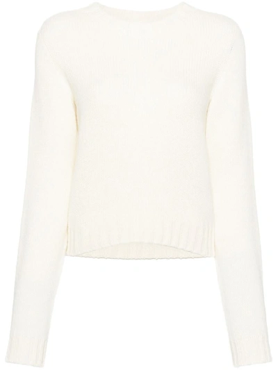 Shop Palm Angels Sweater With Curved Logo In White