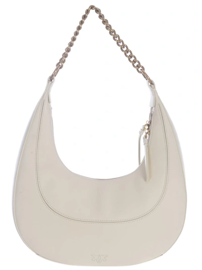 Shop Pinko Brioche Leather Hobo-bag In White