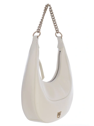 Shop Pinko Brioche Leather Hobo-bag In White