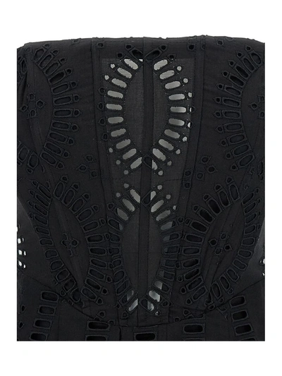 Shop Charo Ruiz 'zannick' Mini Black Dress With Flower Lace Embroidery Woman