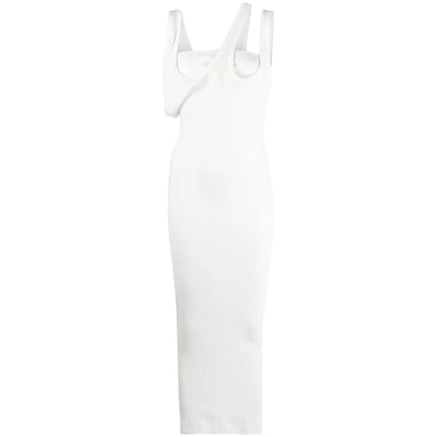 Shop Attico The  Ribbed Jersey Midi Dress - Runway In White