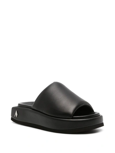 Shop Attico The  Mia Leather Flatform Sandals In Black