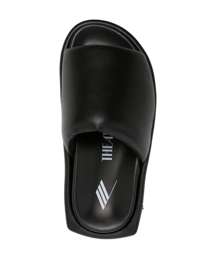 Shop Attico The  Mia Leather Flatform Sandals In Black