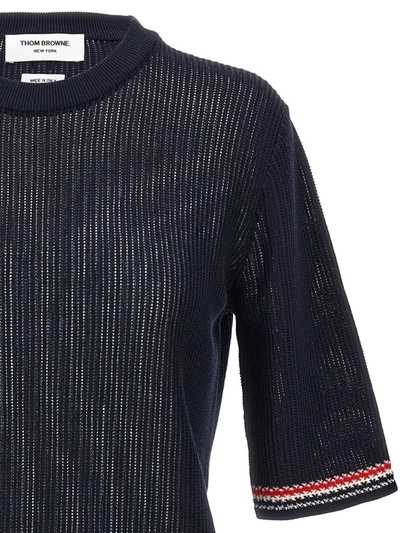 Shop Thom Browne Pointelle Sweater In Blue