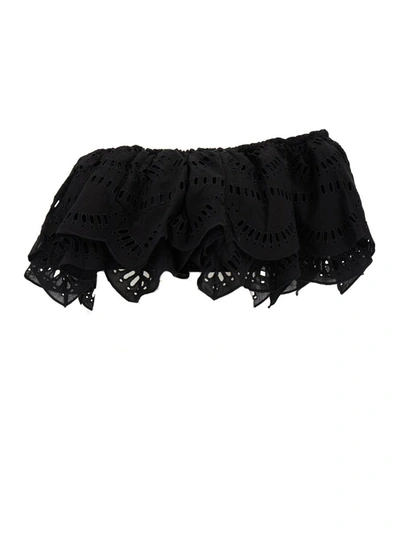 Shop Charo Ruiz 'collyk' Black Off-the-shoulders Top In Cotton Lace Woman