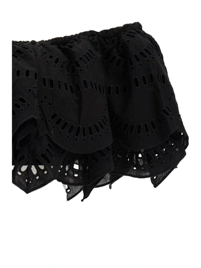 Shop Charo Ruiz 'collyk' Black Off-the-shoulders Top In Cotton Lace Woman
