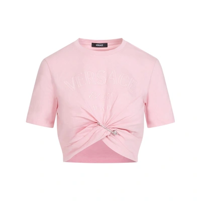 Shop Versace Knot T-shirt Clothing In Pink & Purple