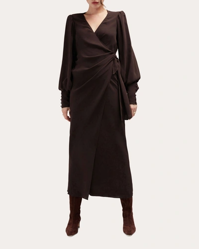 Shop Careste Women's Lottie Silk Wrap Dress In Brown