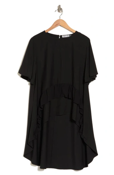 Shop Patrizia Luca Ruffle High-low Tunic Top In Black