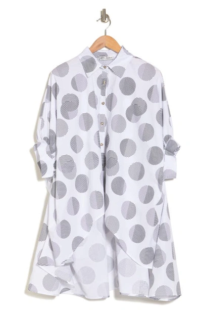 Shop Patrizia Luca Oversize Button-up Shirt In White/ Black