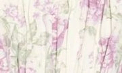Shop Row A Shoulder Tie Midi Dress In Ivory Purple Floral