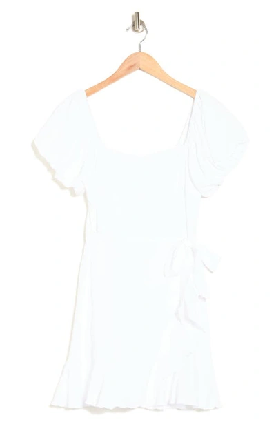 Shop Row A Puff Sleeve Wrap Style Dress In White