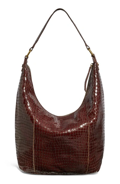 Shop American Leather Co. Carrie Hobo Bag In Cordovan Shiny Croco