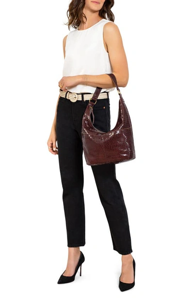 Shop American Leather Co. Carrie Hobo Bag In Cordovan Shiny Croco