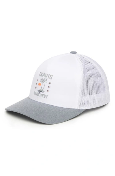 Shop Travis Mathew Address Unknown Twill Trucker Hat In White
