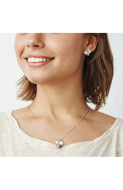 Shop Delmar Created White Sapphire, Blue Topaz & 7.5-8mm Cultured Pearl Earrings & Necklace Set