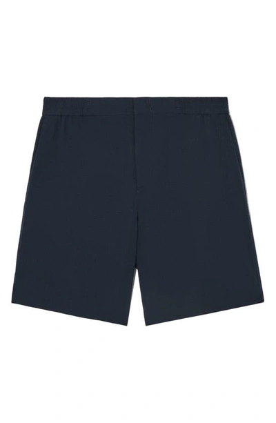 Shop Cos Seersucker Flat Front Shorts In Blue Dark