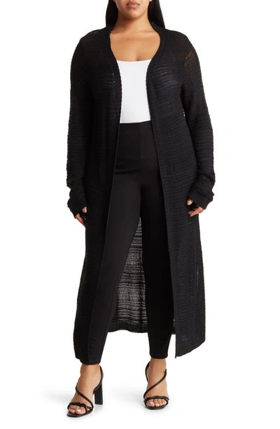 Shop By Design Tanisha Openwork Duster Cardigan In Black