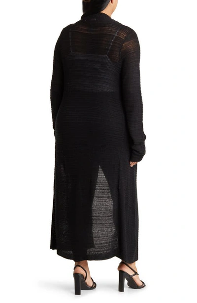 By Design Tanisha Openwork Duster Cardigan In Black