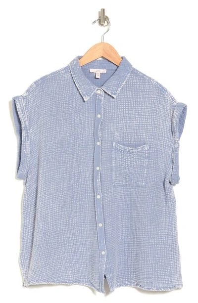 Shop Como Vintage Washed Cotton Gauze Button-up Shirt In Troposphere