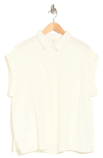 Shop Como Vintage Washed Cotton Gauze Button-up Shirt In Cloud Dancer