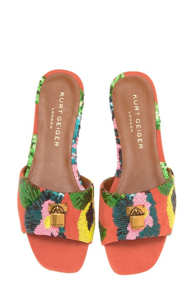 Kurt Geiger Brixton Lock Slide Sandal In Orange