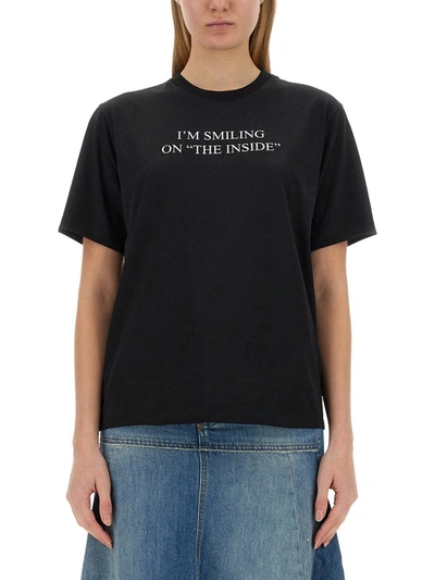 Shop Victoria Beckham T-shirt With Print In Black