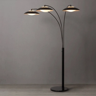 Shop Nova Of California Saucer 3 Light Arc Floor Lamp - Matte Black