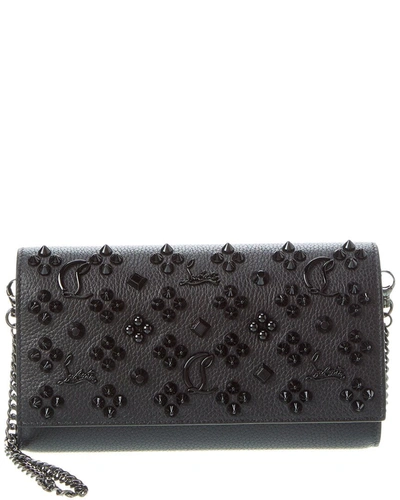Shop Christian Louboutin Paloma Leather Wallet On Chain In Black